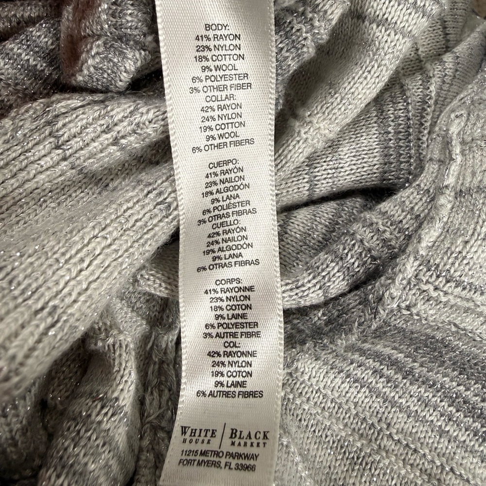 White House Black Market gray and silver ruffle cardigan sweater size small - Picture 13 of 13